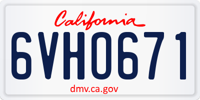 CA license plate 6VHO671