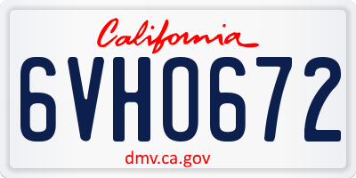 CA license plate 6VHO672