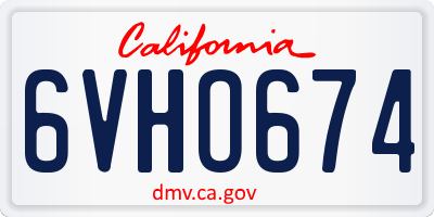 CA license plate 6VHO674