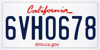 CA license plate 6VHO678
