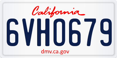 CA license plate 6VHO679
