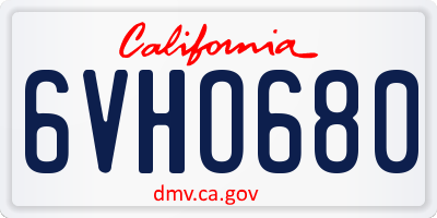 CA license plate 6VHO680