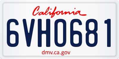 CA license plate 6VHO681