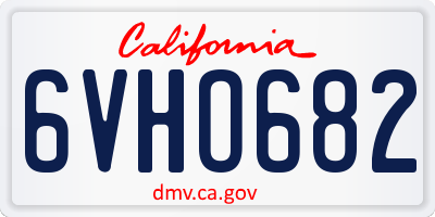 CA license plate 6VHO682