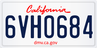 CA license plate 6VHO684