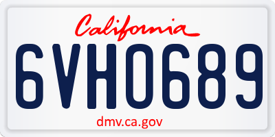 CA license plate 6VHO689