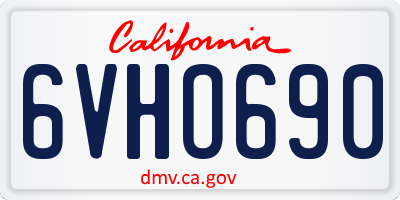 CA license plate 6VHO690