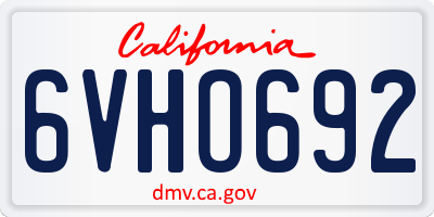 CA license plate 6VHO692