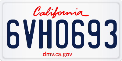 CA license plate 6VHO693