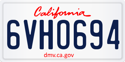 CA license plate 6VHO694