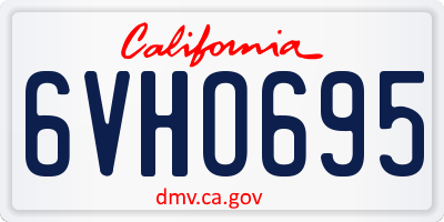 CA license plate 6VHO695