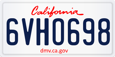 CA license plate 6VHO698