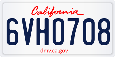 CA license plate 6VHO708