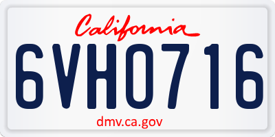 CA license plate 6VHO716