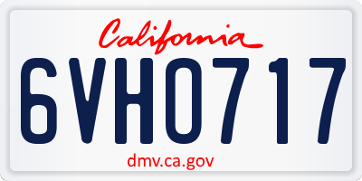 CA license plate 6VHO717