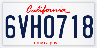 CA license plate 6VHO718