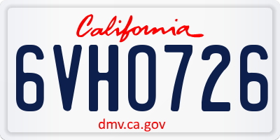 CA license plate 6VHO726