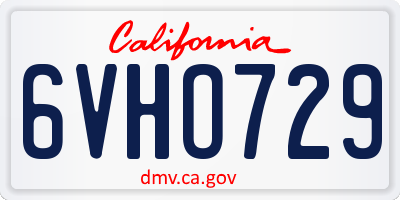CA license plate 6VHO729
