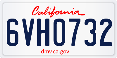 CA license plate 6VHO732