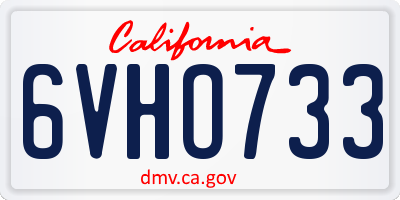 CA license plate 6VHO733