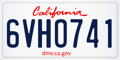 CA license plate 6VHO741