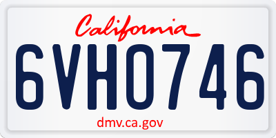 CA license plate 6VHO746