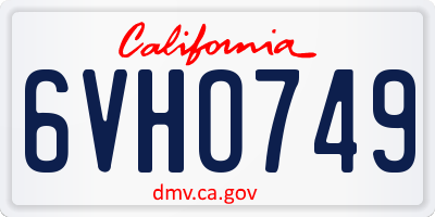 CA license plate 6VHO749