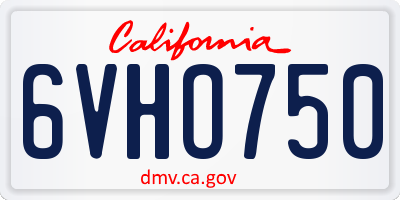 CA license plate 6VHO750