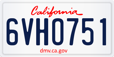CA license plate 6VHO751