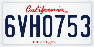 CA license plate 6VHO753