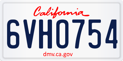 CA license plate 6VHO754