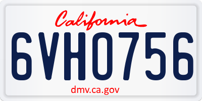CA license plate 6VHO756