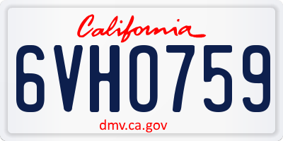 CA license plate 6VHO759