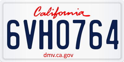 CA license plate 6VHO764