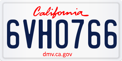 CA license plate 6VHO766