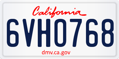 CA license plate 6VHO768