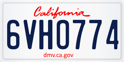 CA license plate 6VHO774