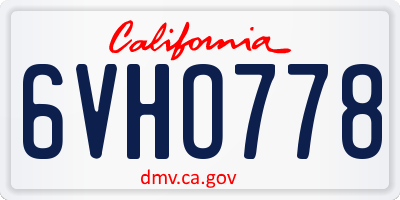 CA license plate 6VHO778