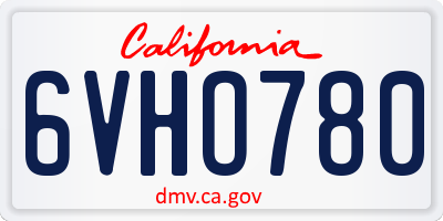 CA license plate 6VHO780