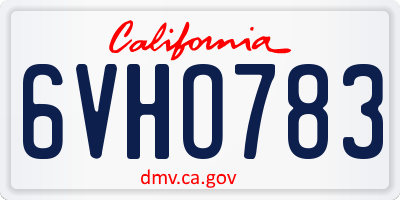 CA license plate 6VHO783