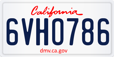 CA license plate 6VHO786