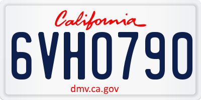 CA license plate 6VHO790