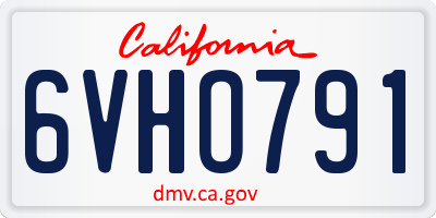 CA license plate 6VHO791