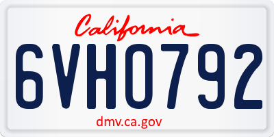 CA license plate 6VHO792
