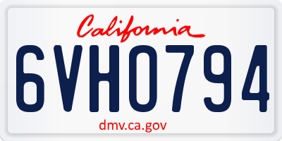 CA license plate 6VHO794