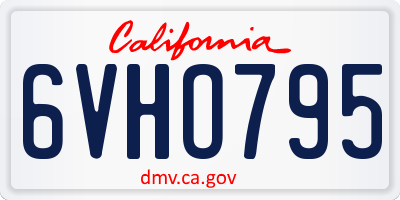 CA license plate 6VHO795