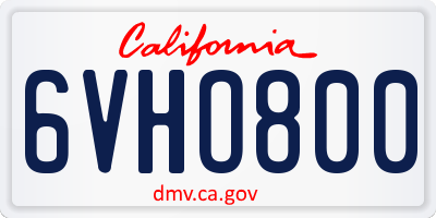 CA license plate 6VHO800
