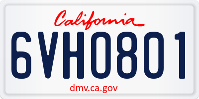 CA license plate 6VHO801