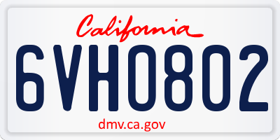CA license plate 6VHO802