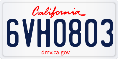 CA license plate 6VHO803